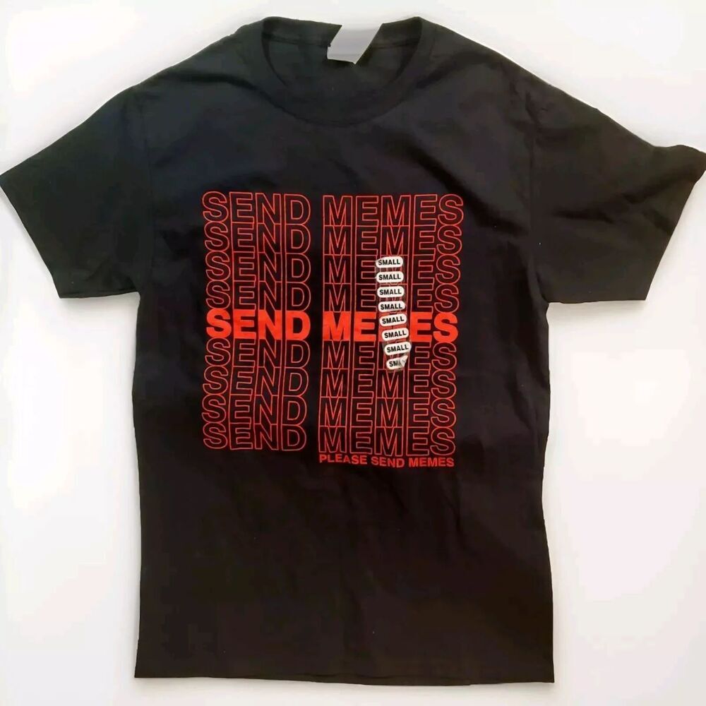 Fruit Of The Loom Men's Tshirt Send Memes Graphic Print Funny Goth Small NWT